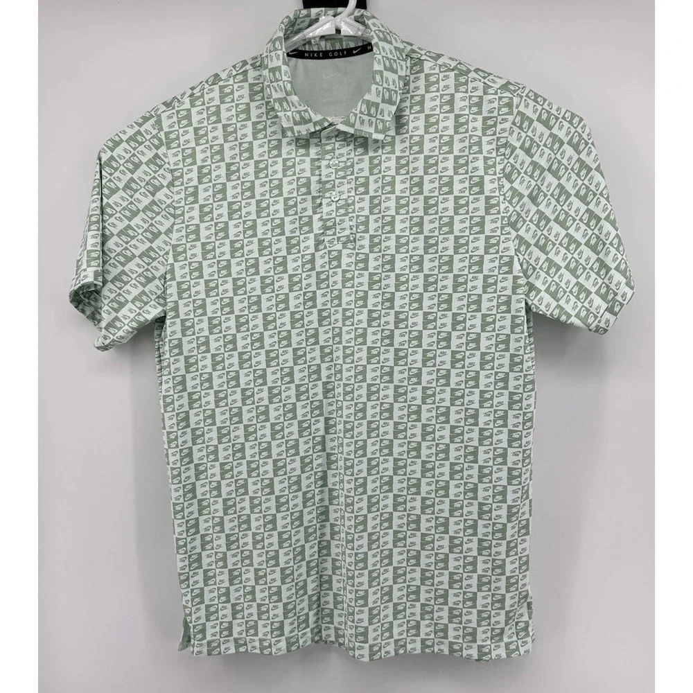 Nike Golf Dri Fit Short Sleeve Polo Shirt Nike All Over Green White Medium NWT